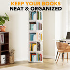 5-Tier Rotating Shelf Tower Lazy Susan Bookcase Round