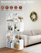 5 Tier S-Shaped Geometric Bookshelf with LED Light