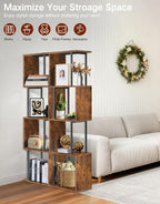 5 Tier S-Shaped Geometric Bookshelf with LED Light