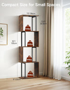 5 Tier S-Shaped Geometric Bookshelf with LED Light