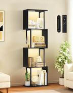 5 Tier S-Shaped Geometric Bookshelf with LED Light