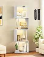 5 Tier S-Shaped Geometric Bookshelf with LED Light