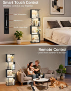 5 Tier S-Shaped Geometric Bookshelf with LED Light