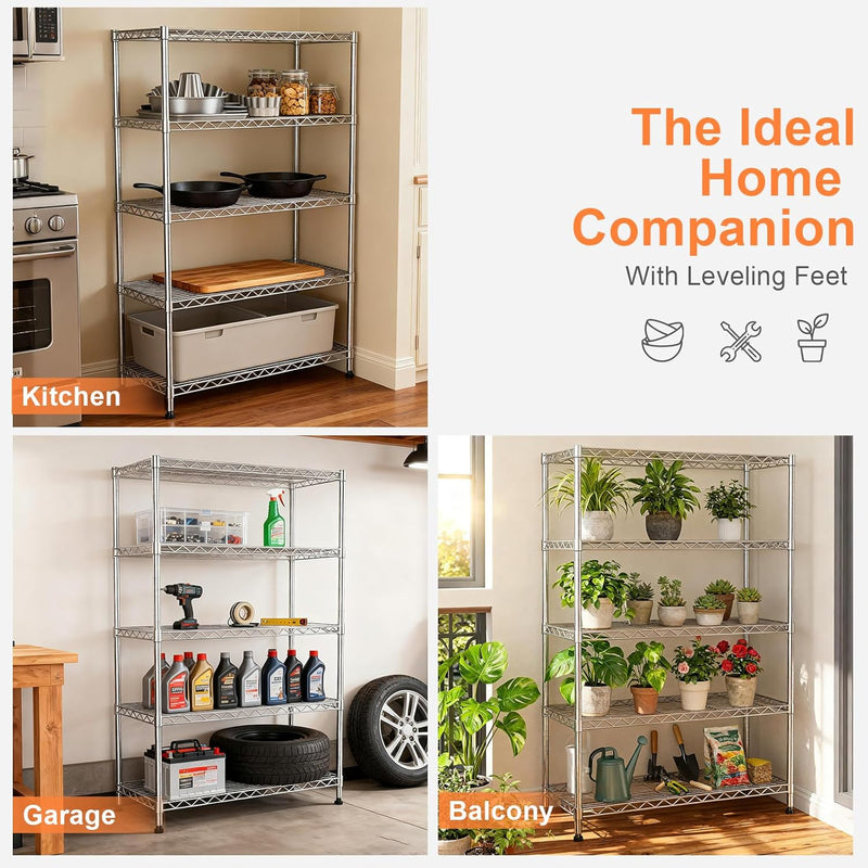 5 Tier Metal Shelving Unit and Storage