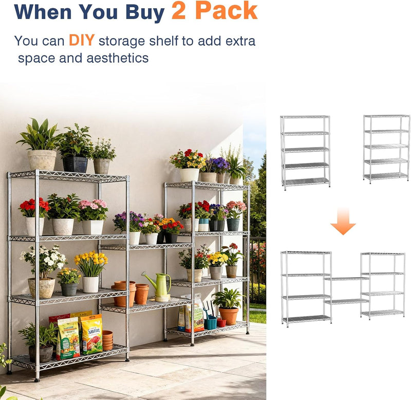 5 Tier Metal Shelving Unit and Storage