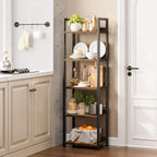 5 Tier Slim Bookshelf Bookcase with Backboard