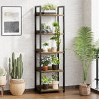 5 Tier Slim Bookshelf Bookcase with Backboard
