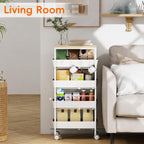 5-Tier Slim Storage Trolley on Wheels Metal Kitchen