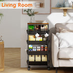 5-Tier Slim Storage Trolley on Wheels Metal Kitchen