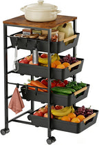 5-Tier Slim Storage Trolley on Wheels Metal Kitchen