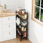 5-Tier Slim Storage Trolley on Wheels Metal Kitchen