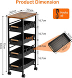 5-Tier Slim Storage Trolley on Wheels Metal Kitchen