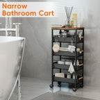 5-Tier Slim Storage Trolley on Wheels Metal Kitchen