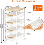 5-Tier Slim Storage Trolley on Wheels Metal Kitchen