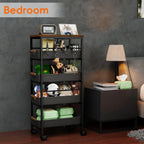 5-Tier Slim Storage Trolley on Wheels Metal Kitchen