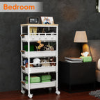 5-Tier Slim Storage Trolley on Wheels Metal Kitchen