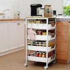 5-Tier Slim Storage Trolley on Wheels Metal Kitchen