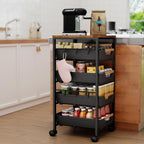 5-Tier Slim Storage Trolley on Wheels Metal Kitchen
