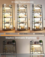 5-Tier Small Ladder Shelf with LED Lights Touch