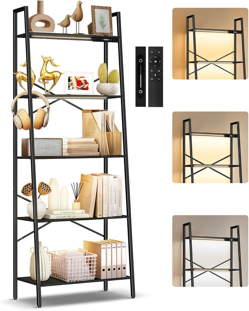 5-Tier Small Ladder Shelf with LED Lights Touch