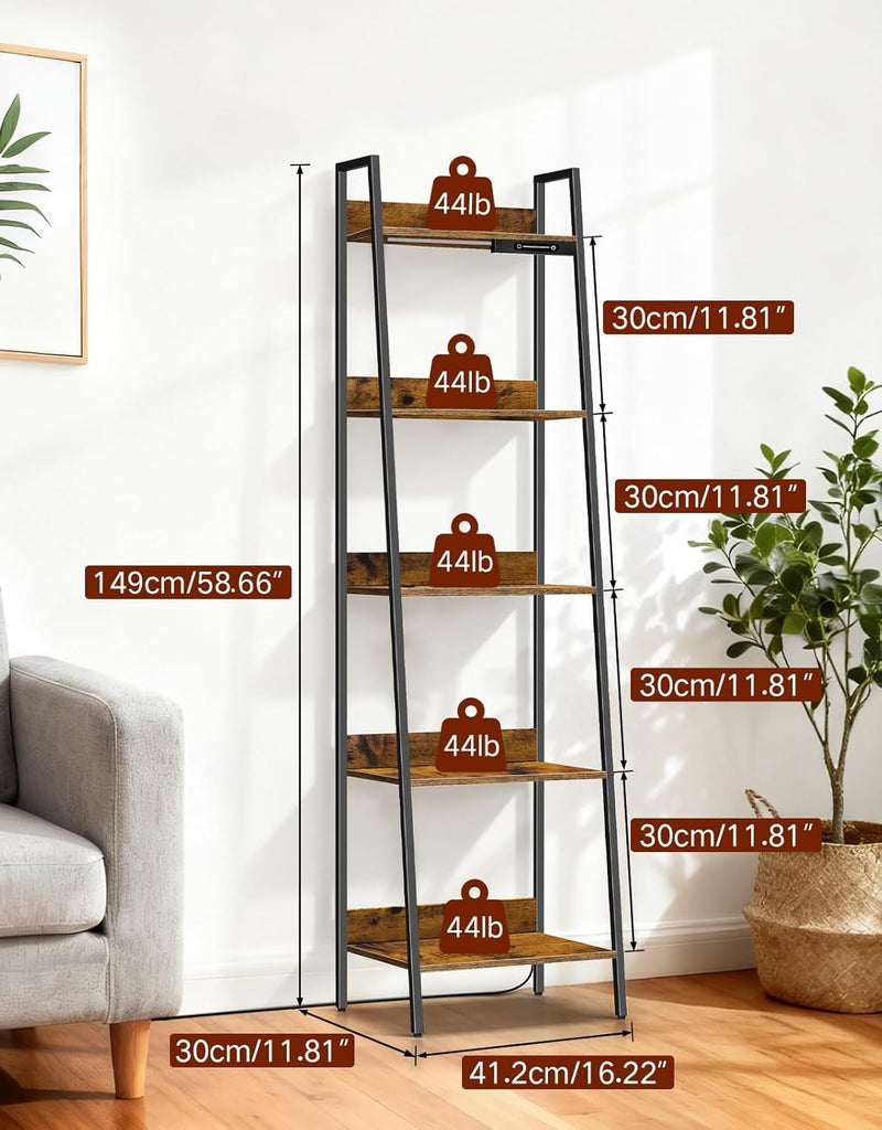 5-Tier Small Ladder Shelf with LED Lights Touch