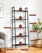 5-Tier Small Ladder Shelf with LED Lights Touch