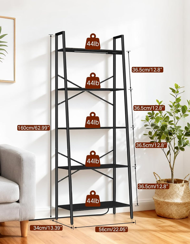 5-Tier Small Ladder Shelf with LED Lights Touch