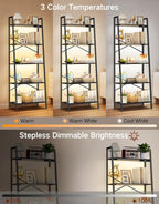 5-Tier Small Ladder Shelf with LED Lights Touch