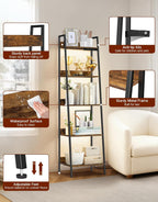 5-Tier Small Ladder Shelf with LED Lights Touch