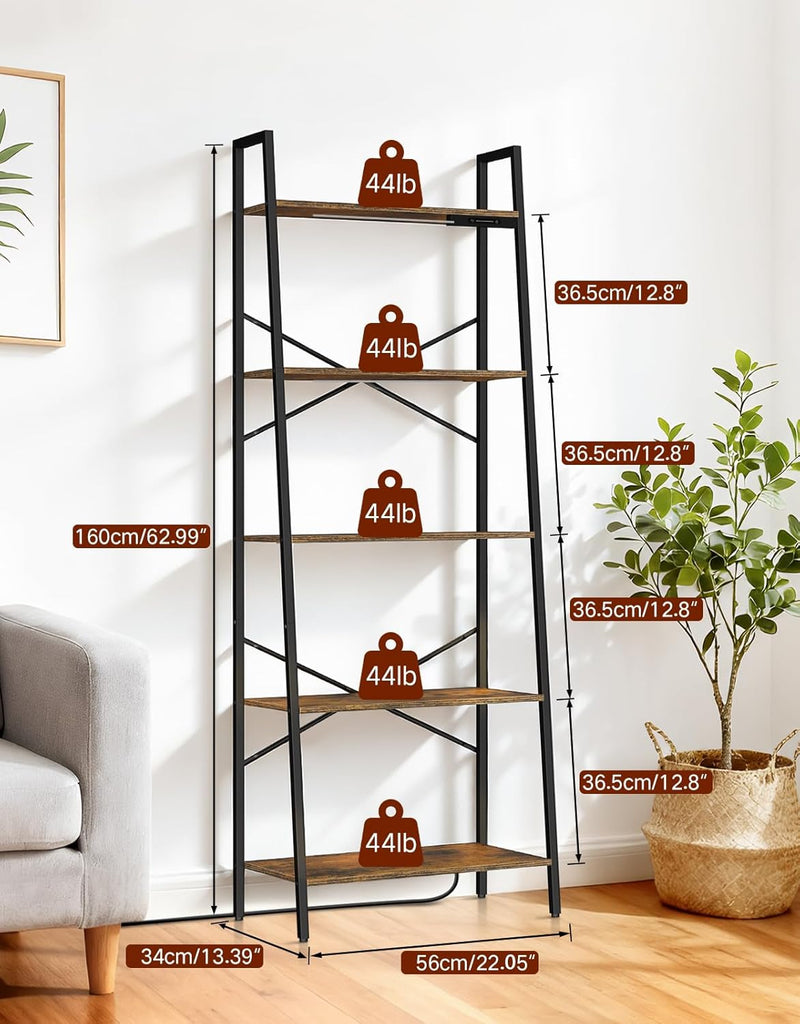 5-Tier Small Ladder Shelf with LED Lights Touch