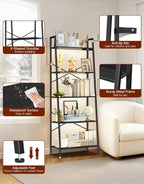 5-Tier Small Ladder Shelf with LED Lights Touch