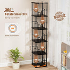 5 Tier Square Rotating Bookshelf Corner Tower Small