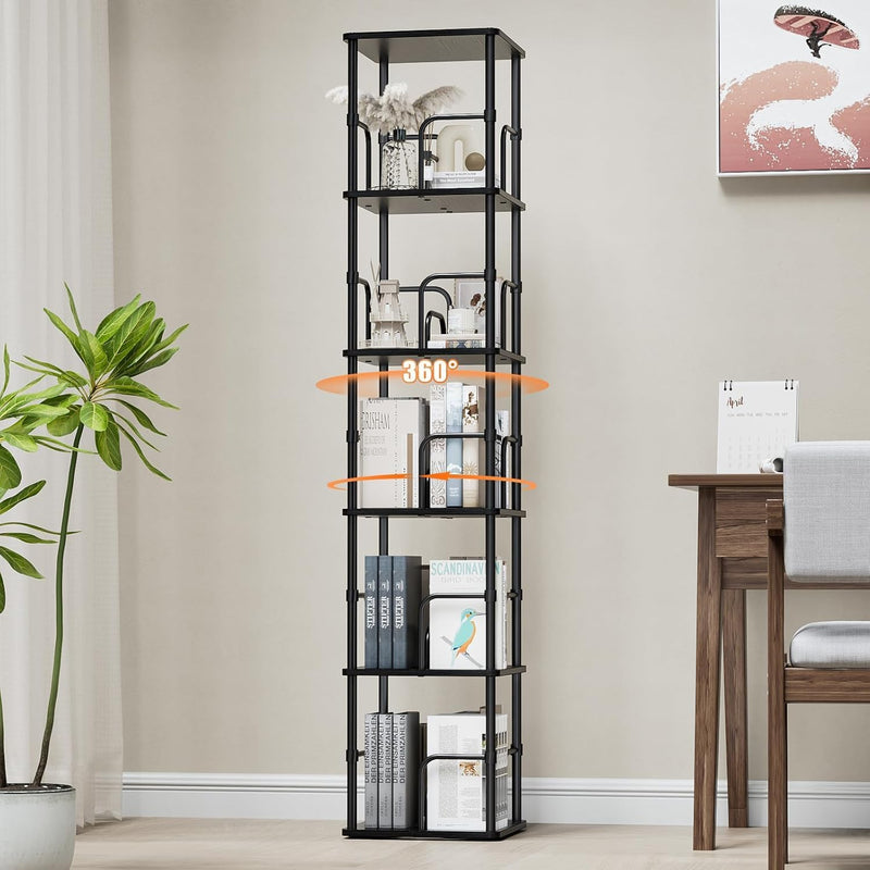 5 Tier Square Rotating Bookshelf Corner Tower Small