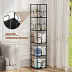 5 Tier Square Rotating Bookshelf Corner Tower Small
