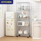 5 Tier Steel Wire Shelving Unit on Wheels