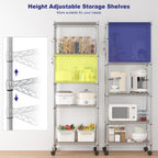 5 Tier Steel Wire Shelving Unit on Wheels