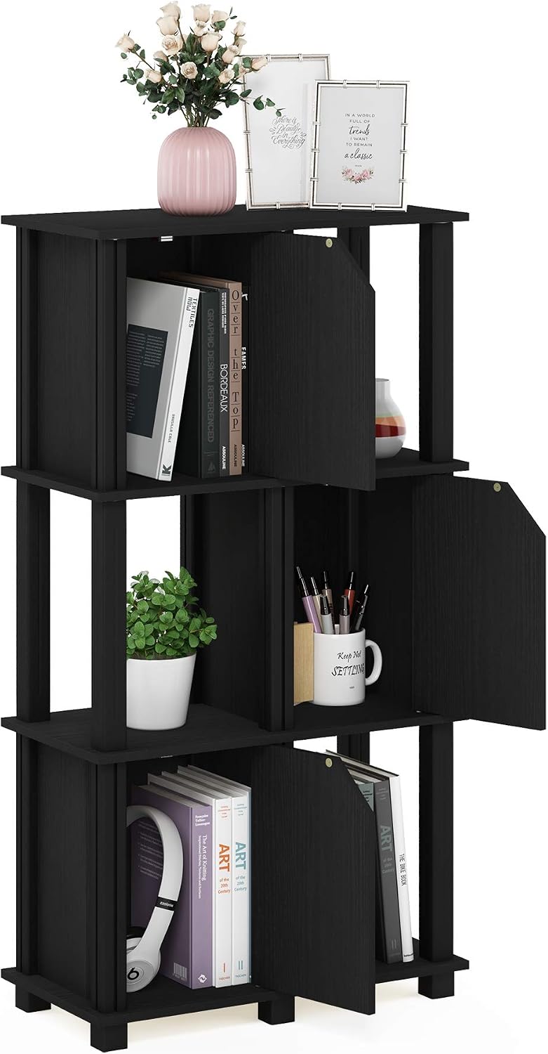 5-Tier Storage Shelf with 4 Doors French Oak