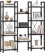 5-Tier Triple Bookshelf Bookcase with 14 Open Shelves
