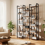 5-Tier Triple Bookshelf Bookcase with 14 Open Shelves