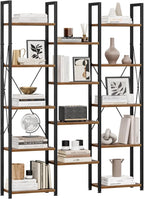 5-Tier Triple Bookshelf Bookcase with 14 Open Shelves