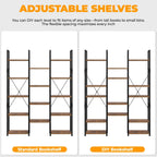 5-Tier Triple Bookshelf Bookcase with 14 Open Shelves