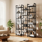 5-Tier Triple Bookshelf Bookcase with 14 Open Shelves