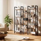 5-Tier Triple Bookshelf Bookcase with 14 Open Shelves