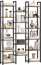 5-Tier Triple Bookshelf Bookcase with 14 Open Shelves