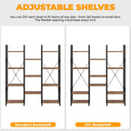 5-Tier Triple Bookshelf Bookcase with 14 Open Shelves