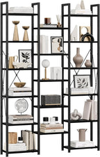 5-Tier Triple Bookshelf Bookcase with 14 Open Shelves