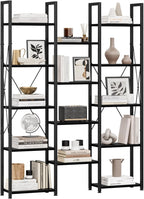 5-Tier Triple Bookshelf Bookcase with 14 Open Shelves