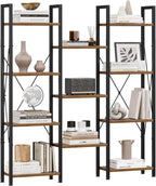 5-Tier Triple Bookshelf Bookcase with 14 Open Shelves