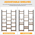5-Tier Triple Bookshelf Bookcase with 14 Open Shelves