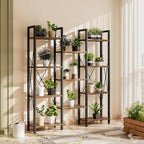 5-Tier Triple Bookshelf Bookcase with 14 Open Shelves